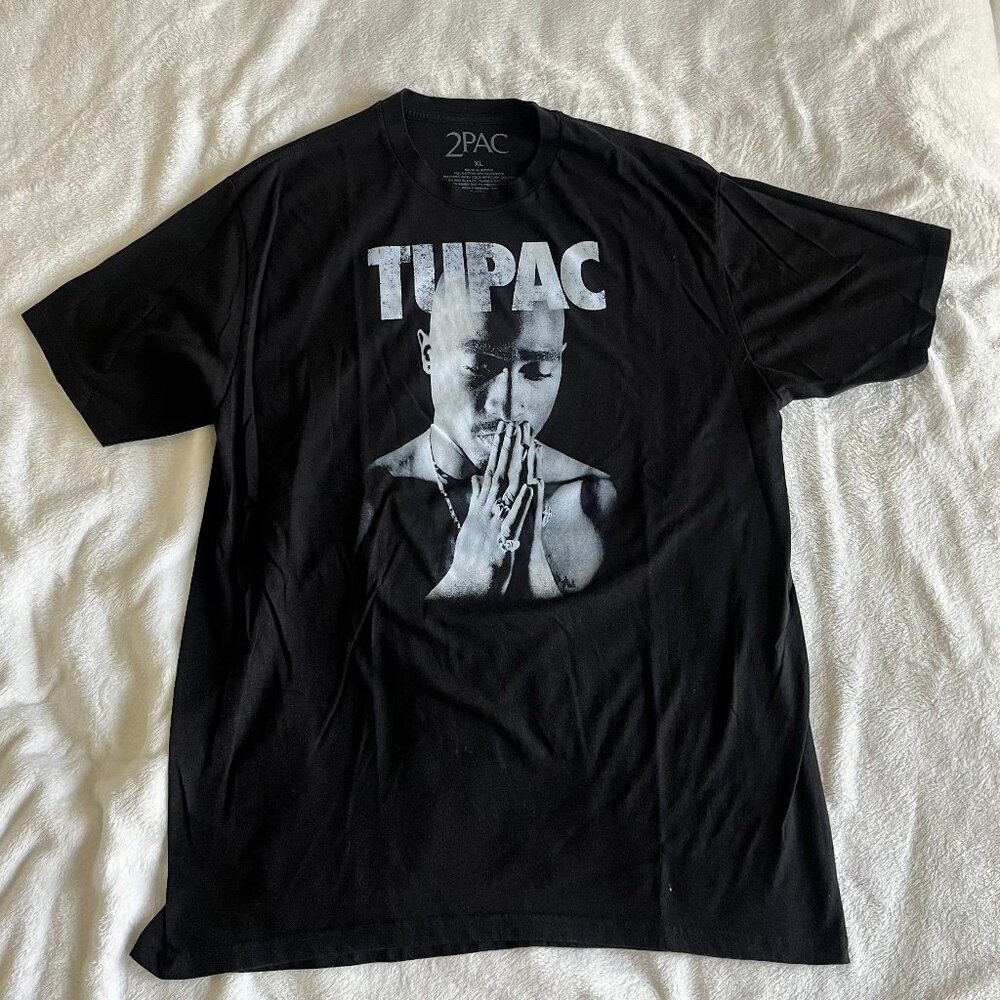 TUPAC SHAKUR Graphic Tee Men's Size XL Black/White 2pac Short Sleeve T-Shirt